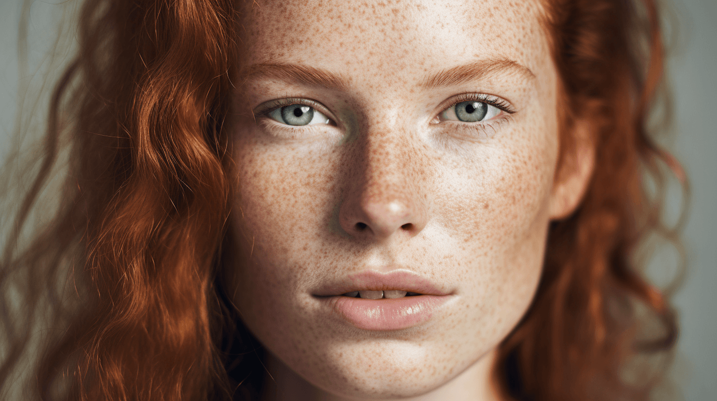 Žena s pehami na tvári demonstrujúca pred a po výsledkoch pigmentovej terapie